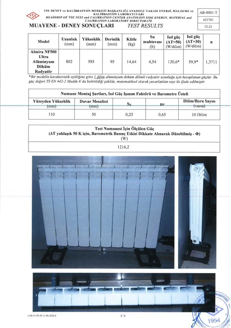 Almira NF500 Ultra TSE Test Raporu sayfa 3