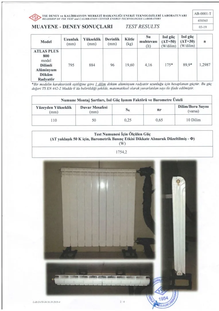 Atlas Plus 900 TSE Test Raporu sayfa 2