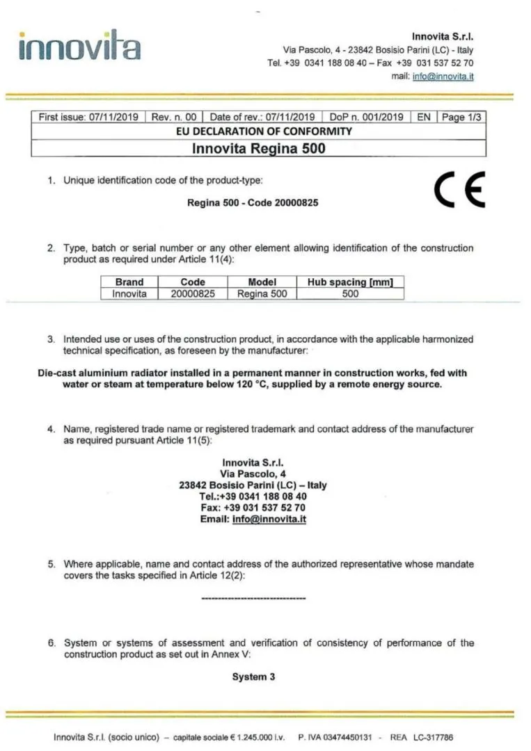 CE / EU Belgesi sayfa 1